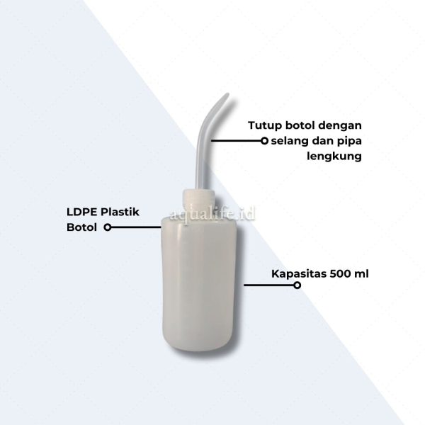 BOTOL SEMPROT BILAS CUCI LAB LDPE 500ML | Tahan Kimia untuk Pemberian Pakan Larva