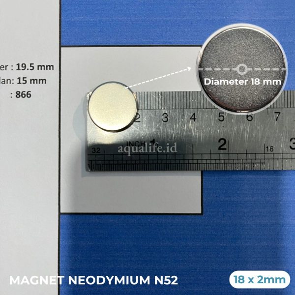 MAGNET NEODYMIUM N52 SUPER STRONG BULAT KOIN (15 atau 18MM) 1 pcs diameter 18mm - Aqualife